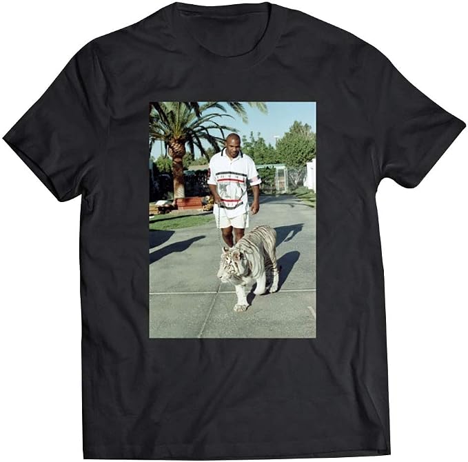 Mike Tyson Walking His Tiger On A Lead T Shirt | Amazon.com
