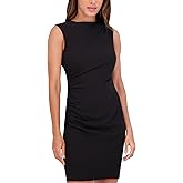 Siena Womens Sleeveless High Neck Crepe Bodycon Mini Dress