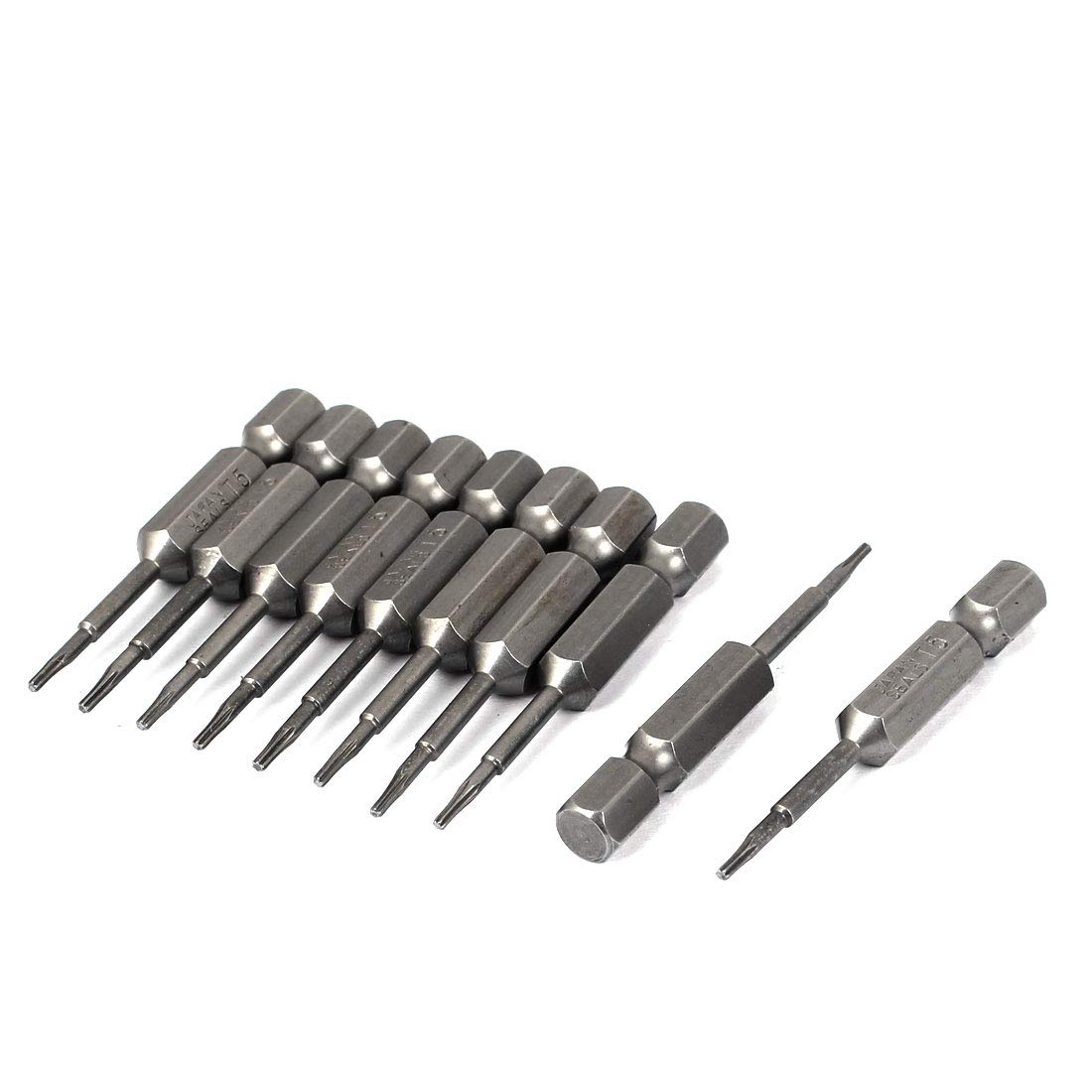 Sourcingmap 50mm Length 1/4 Inch Hex Shank Magnetic T5 Torx Screwdriver Bits Tool Gray 10 Pcs