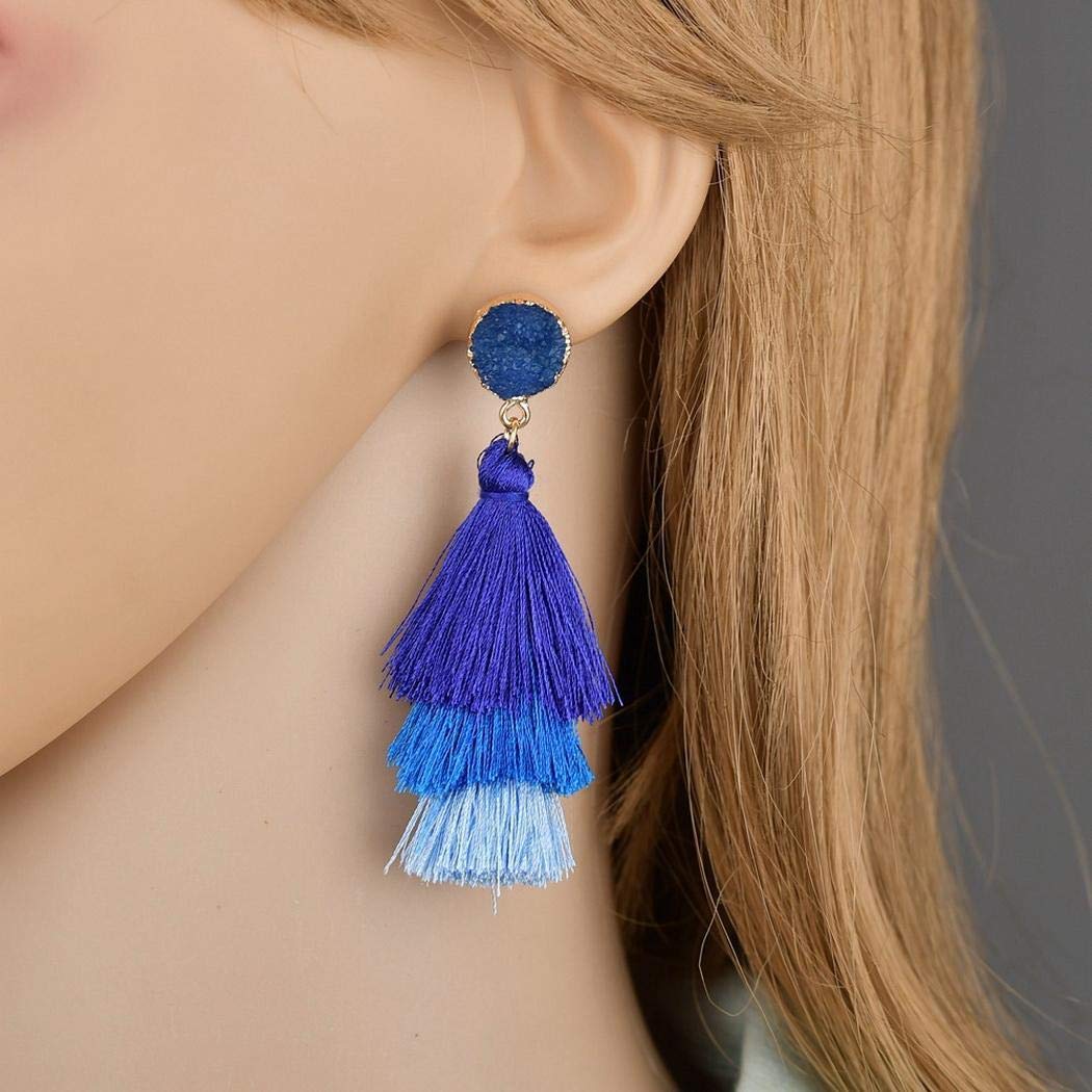 Zippem Ethnic Style Multi-layer Long Tassel Dangle Drop Earrings Women Gift Jewelry Drop & Dangle