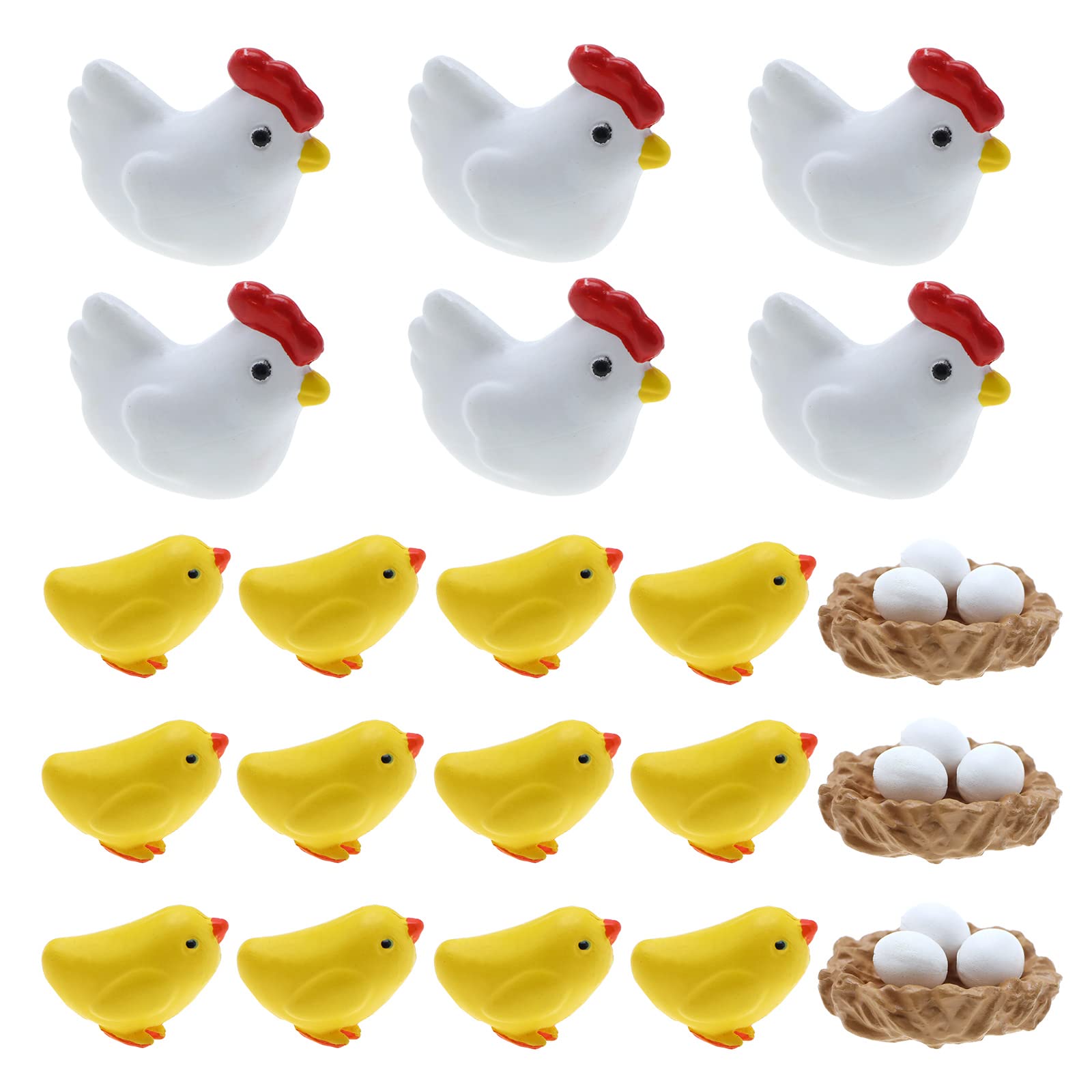 VGOL 30Pcs Mini Animal Figures Hen Miniature Figure Set Miniature Garden Ornaments Cute Animal Hen Chicken Mini Ornament Kit PVC