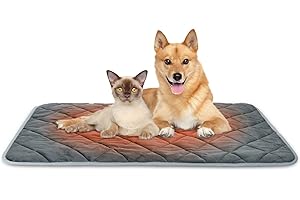 Nobleza Self Warming Pet Pad, Super Soft Plush Dog Crate Pad for Travel or Home, Washable Anti-Slip Kennel Mat for Large Medium Small Dogs and Cats, 45" × 28" Grey