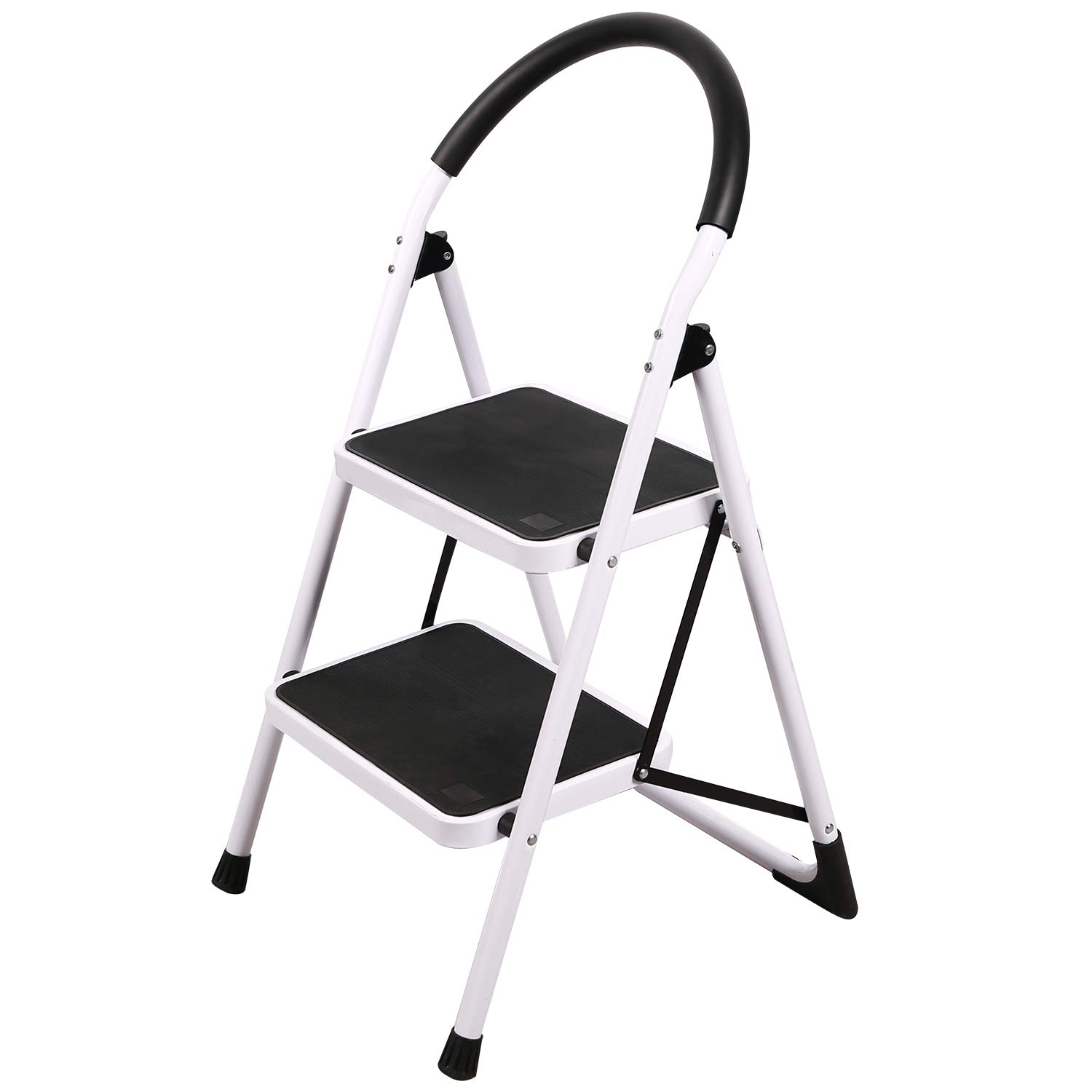 REDCAMP Folding 2 Step Ladder with Handrails,Heavy Duty Kitchen Steps Stool for with Anti-Slip Feet & Sturdy Frame,Ideal for Adults Elderly Home Office,Holds 330 lbs
