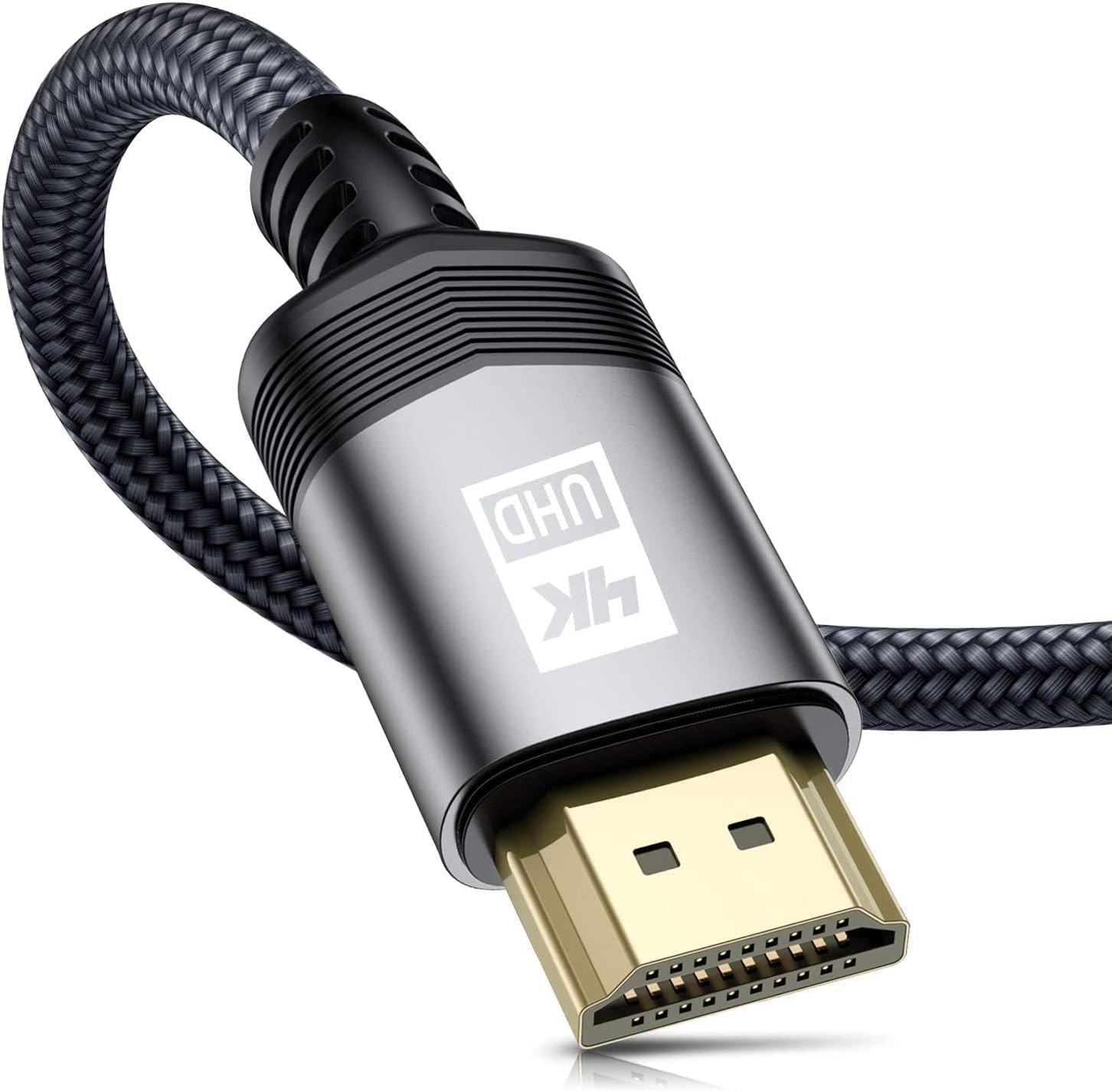 AviBrex 4K HDMI Cable 2M, HDMI 2.0 Cable High Speed 18Gbps Nylon Braided HDMI Lead Support 4K@60Hz 2K@144/165Hz,2160p,1080p,3D,HDCP 2.2,ARC Compatible TV,Blu-Ray,PS4/5,Xbox,Projector,Soundbar,PC-Grey — image 1