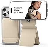 MOFT Phone Tripod Stand Selfie Stick for iPhone, Multi-Angles iPhone Stand, Lightweight & Portable Phone Holder, Strong Magnets, MOVAS Vegan Leather, Earthen Beige (Without Card Slot)