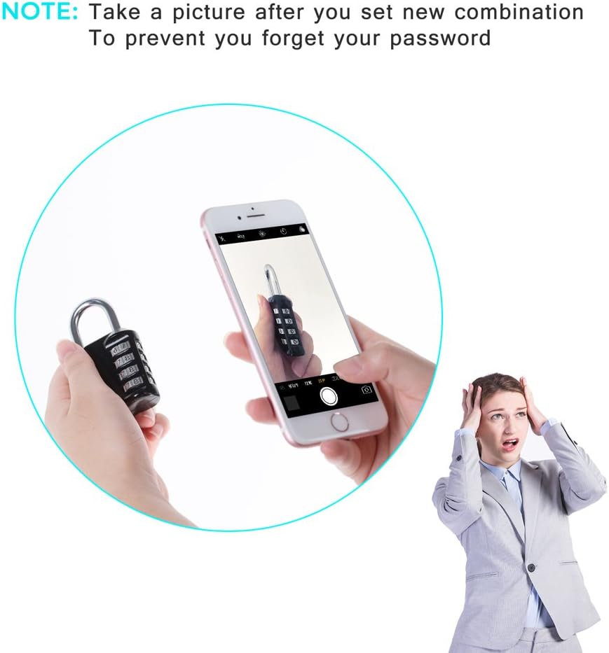 ZHEGE Lock, 4 Digit Combination Padlock Outdoor, School Lock, Gym Lock and Black Lock - - 