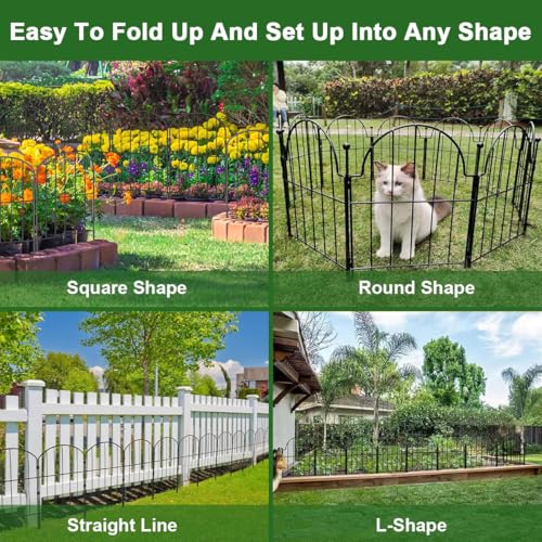 Decorative Garden Fence 10Pcs Metal Wire Fencing Border, Rustproof Arched Flower Plant Edging Border Durable Animal Barrier Dog Rabbit Pet Section Panel Fence for Landscape Patio Yard Decor, 60*330cm