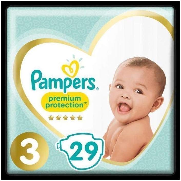 Pampers 81686999 Premium Diaper Protection Unisex, White, Talla 3 (Paquete de 29)