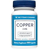 The Vitamin Shoppe Brand Copper 2 MG Capsules, Antioxidant, 100 Capsules | Essential Trace Mineral Supplement for Men &amp; Women, Supports Collagen Production &amp; Iron Metabolism, Gluten Free