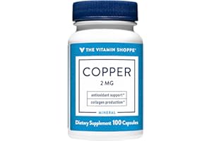 The Vitamin Shoppe Copper 2MG - Iron Metabolism, Antioxidant Support & Immune Function, Essential Trace Mineral (100 Capsules)