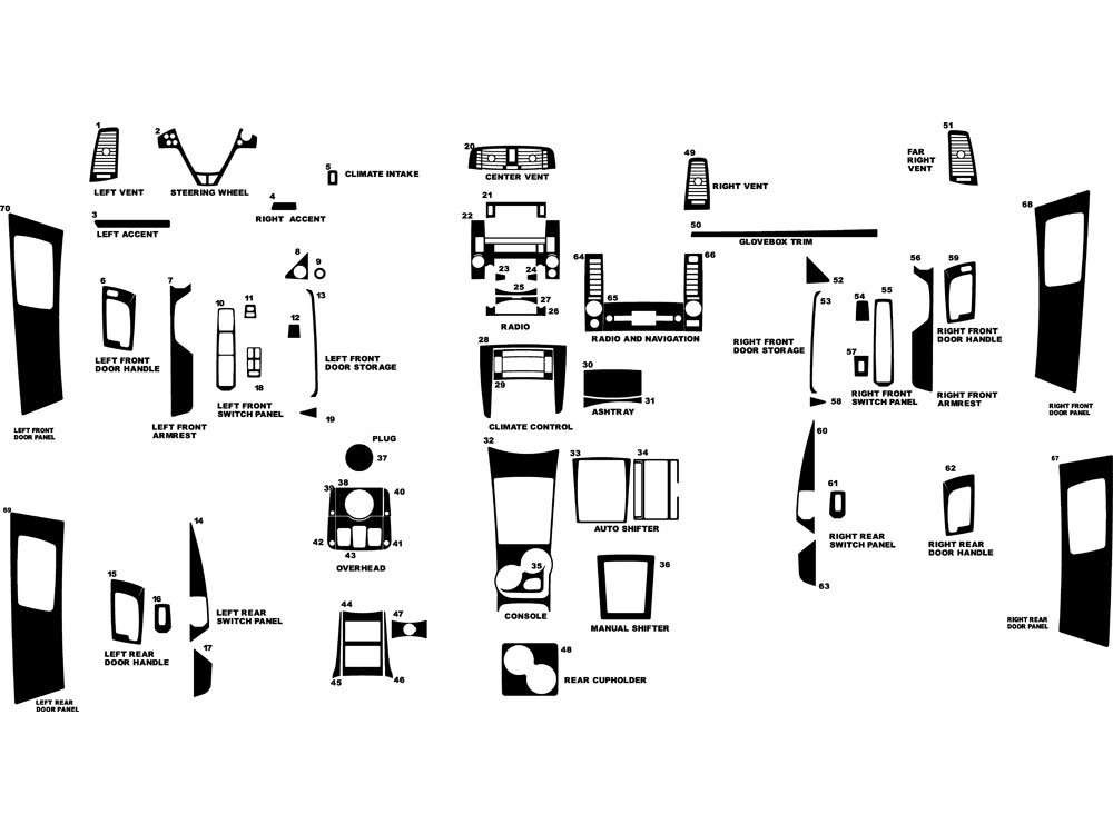Rdash Dash Kit Decal Trim for Cadillac CTS 2003-2007 - Wood Grain (Burlwood Honey)