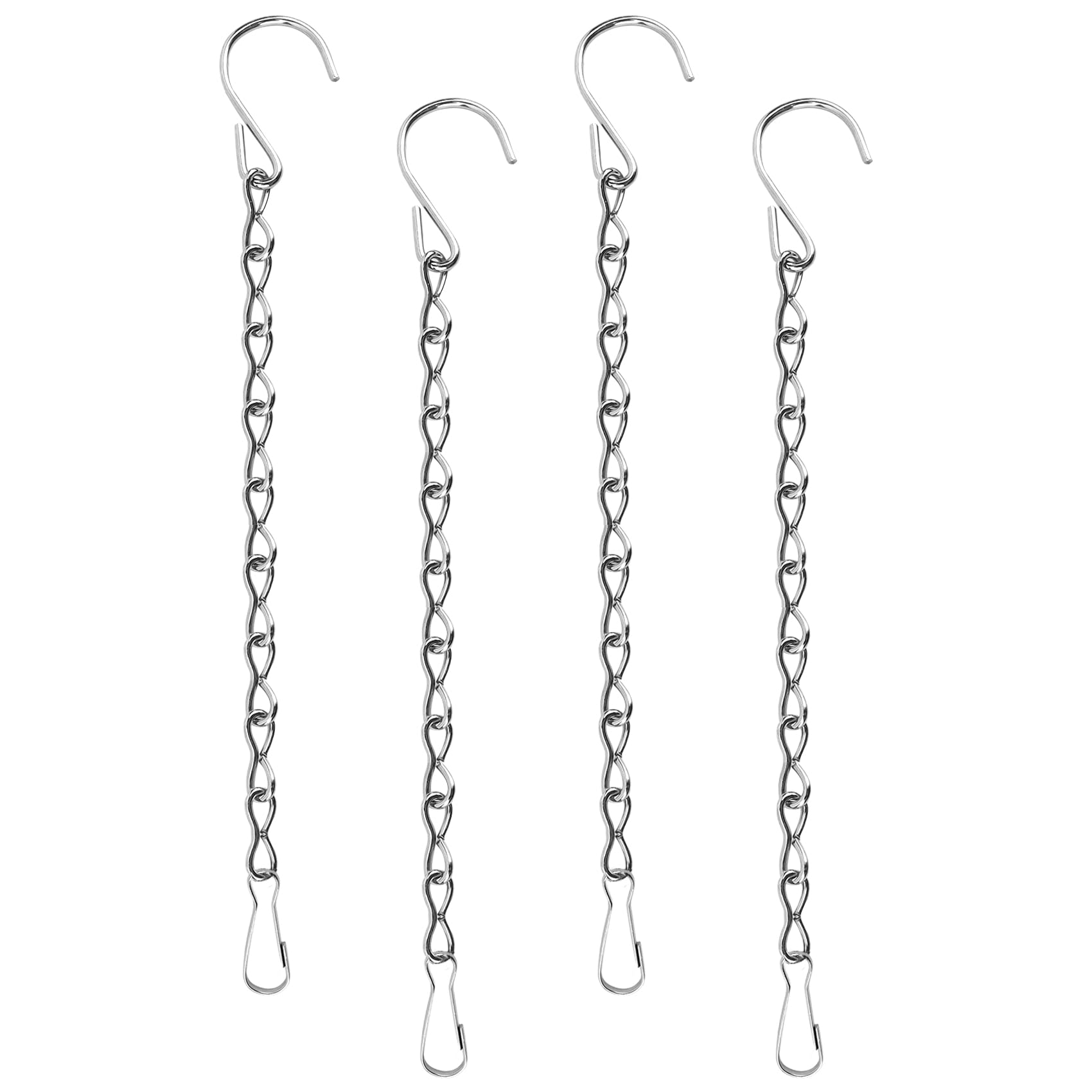 AEYURUID Hanging Basket Chains Heavy Duty 4Pcs Sliver Metal Chains 9.5 Inch with Clips Hooks Replacement Extender for Planters, Bird Cages, Lanterns