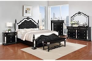 GTU Furniture Upholstered Panel 6Pc Wooden Queen Bedroom Set(Q/D/M/2N/C)