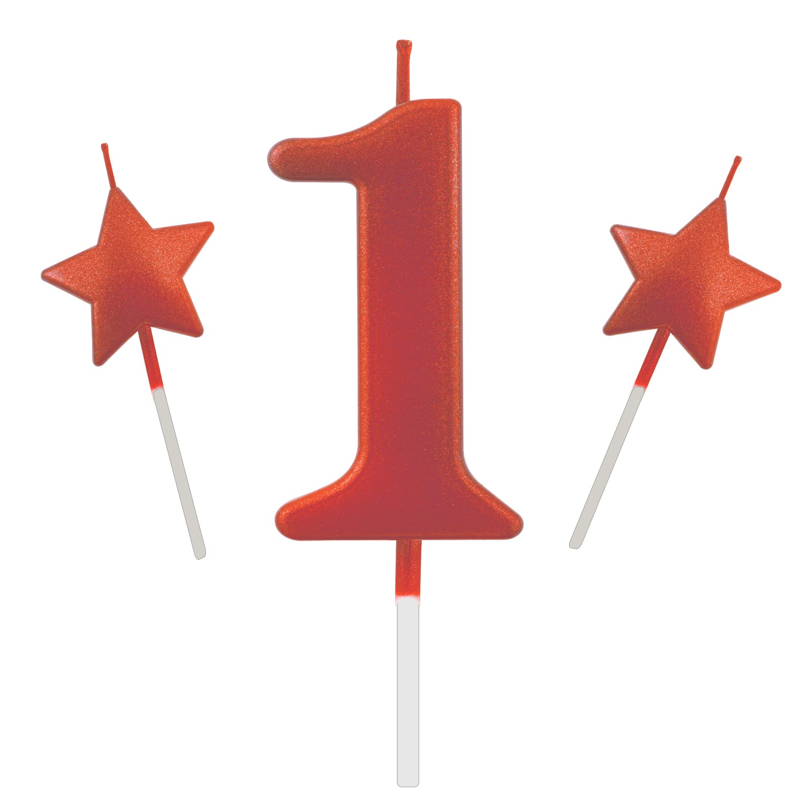 Photo 1 of 2.75in Number 1 Red Birthday Candles, Glitter Happy Birthday Cake Cupcake Toppers Decoration and Celebrating for Adults/Kids Party Baking (2.75in Red Number 1)