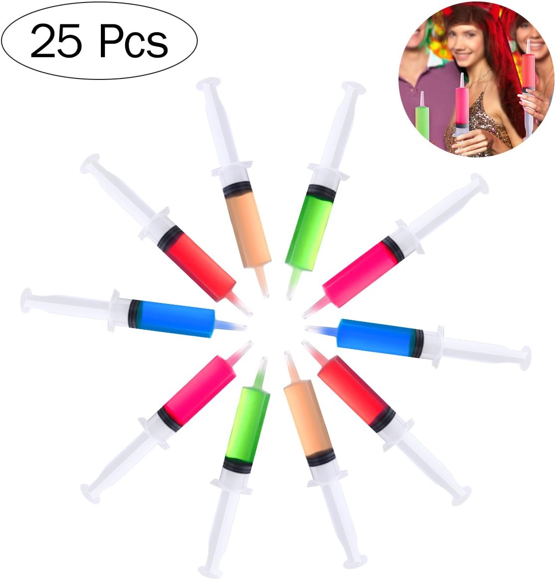 BESTONZON 25 Pack Jello Shot Syringes 60ml Party Syringes with 5