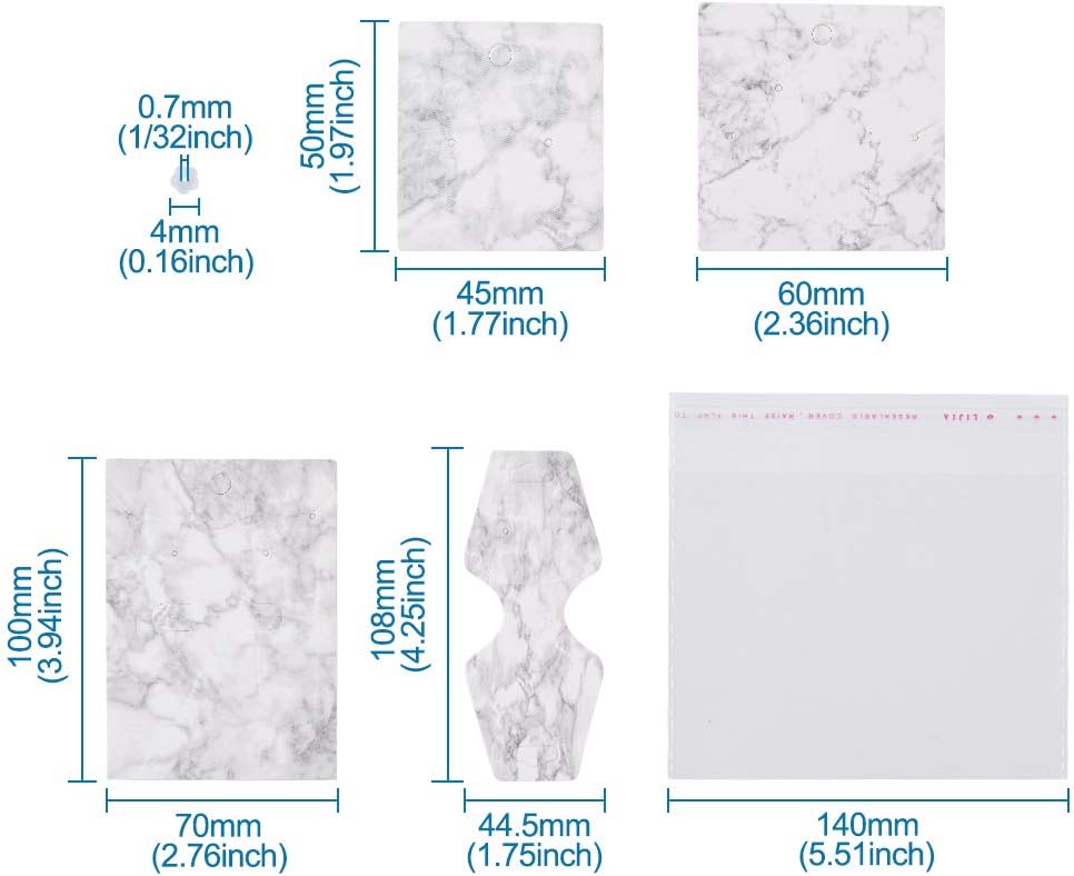 Craftdady 210pcs Necklace Earring Display Cards Blank Paper Card Holders in Marble Design with 400pcs Earring Backs - Image 5