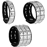 Bruislard 3 Piece Adjustable Goth Bracelets Punk Rock Studded Bracelets Black Spiked Leather Cuff Bracelet for Men Women 80s Retro Style Wristband Halloween Party Accessories