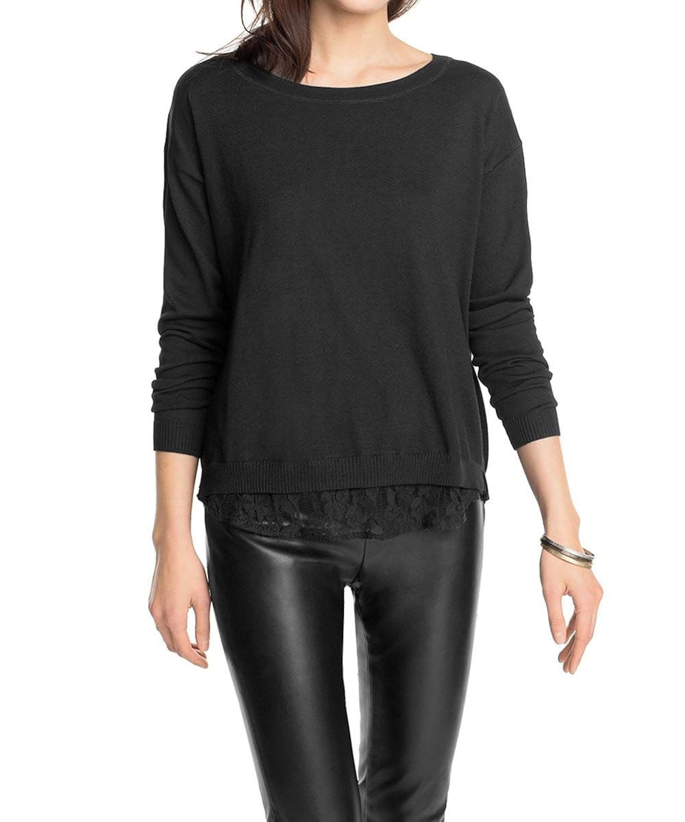 ESPRIT Damen Pullover Mit Strass-Logo - Aus Bio-Baumwolle - Langarm Mit Glitzersteinen