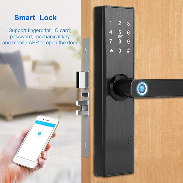 JJ Accessory Touchscreen Smart Lock WiFi Touch Screen Fingerabdruck Passwort IC Karte Smart Trschloss mit mechanischem Schlssel fr Tuya