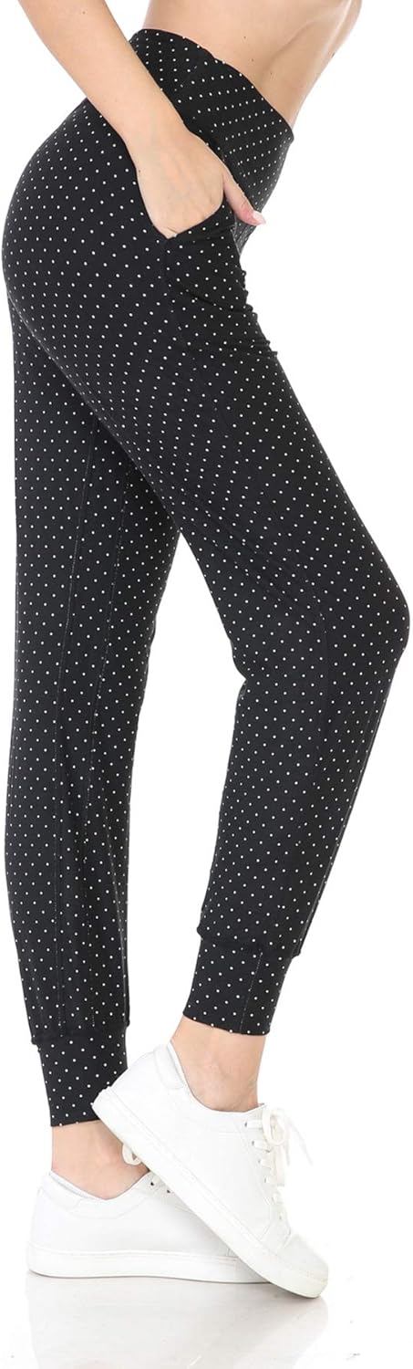 Leggings Depot Women's Printed Solid Activewear Jogger Track Cuff Sweatpants at  Women’s Clothing store