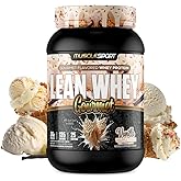 MuscleSport Lean Whey Gourmet | High Protein Drink Mix | Premium Protein Blend | 25g Protein | Gourmet Dessert Flavors (2lb, Vanilla Waffle Cone)