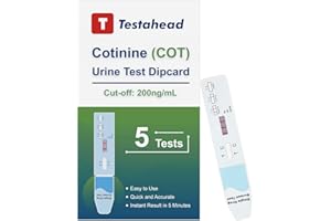 T TESTAHEAD Urine Nicotine Test Strips - Nicotine Rapid Test Kit - Accurate Nicotine Test for Home, Workplace or Personal use - Easy to use, Pack of 5