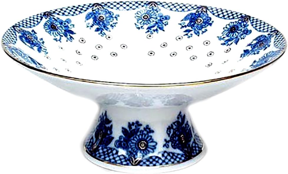 Russian Lomonosov Porcelain Basket Sweets Tray 7 1/2 Inch