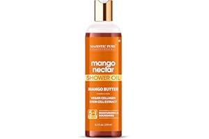 Majestic Pure Mango Nectar Shower Oil, Moisturizing with Mango Butter and Vegan Collagen, 8.4 fl oz