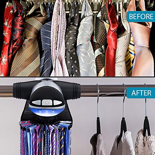 Aniva Motorized Tie Rack Best Closet Organizer with LED Lights, Automatic Rotation Operates with