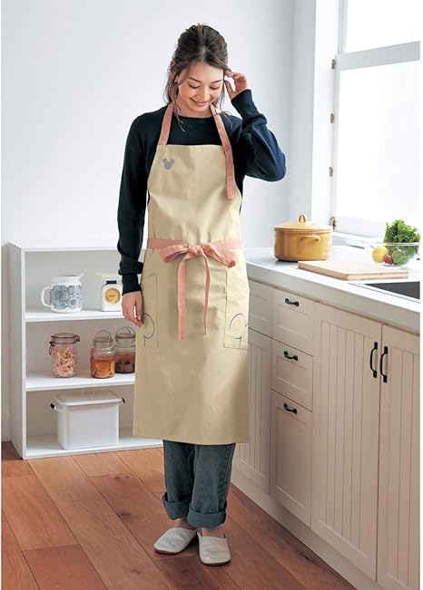 Amazon Co Jp ベルメゾン ディズニー エプロン レディース 綿１００ 洗える ベージュ系 ホーム キッチン