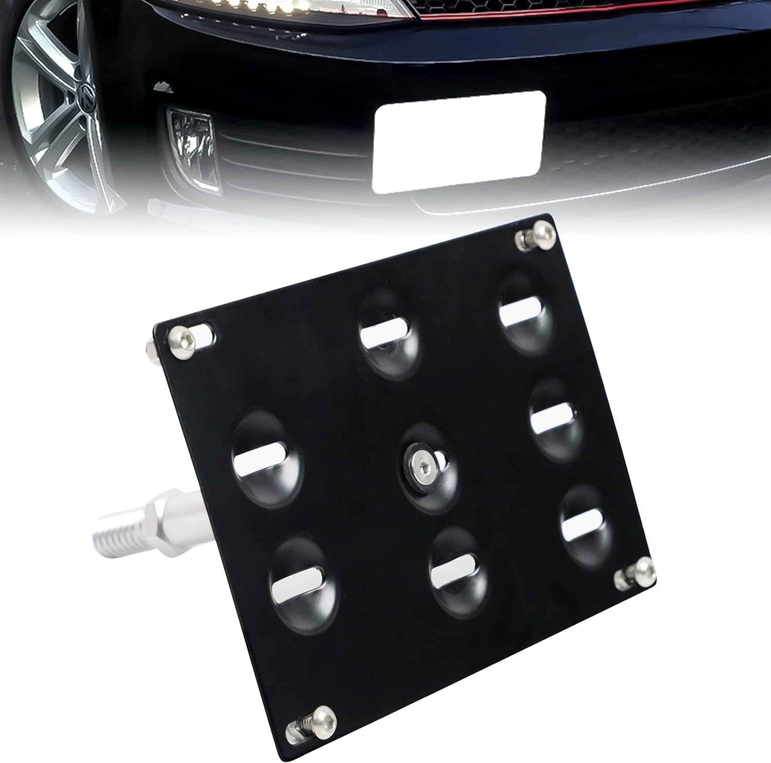 Photo 1 of (A)GS Front Bumper Tow Hook License Plate Relocator For VW 05-10 Jetta MK5 / 06-16 EOS / 06-09 GTi MK5 with tow hole /10-14 Golf MK6/ 10-14 Jetta Sportwagon MK6(NOT fit Sedan) / For Audi 07-14 TT MK2
