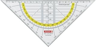 Brunnen 104975401 Geometrie-Dreieck / Geodreieck (für Schule und Büro, 16 cm, bruchsicher, glasklar)