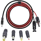 ZUYOOK Solar Panel Plug to DC 5.5mm x 2.1mm Male Adapter Cable | MC-4 to DC Cable with DC 3.5x1.35mm,DC 5.5mmx2.5mm 6.5x3mm and DC8mmConverter for Solar Panel and Generator 1.5m/5ft 16AWG