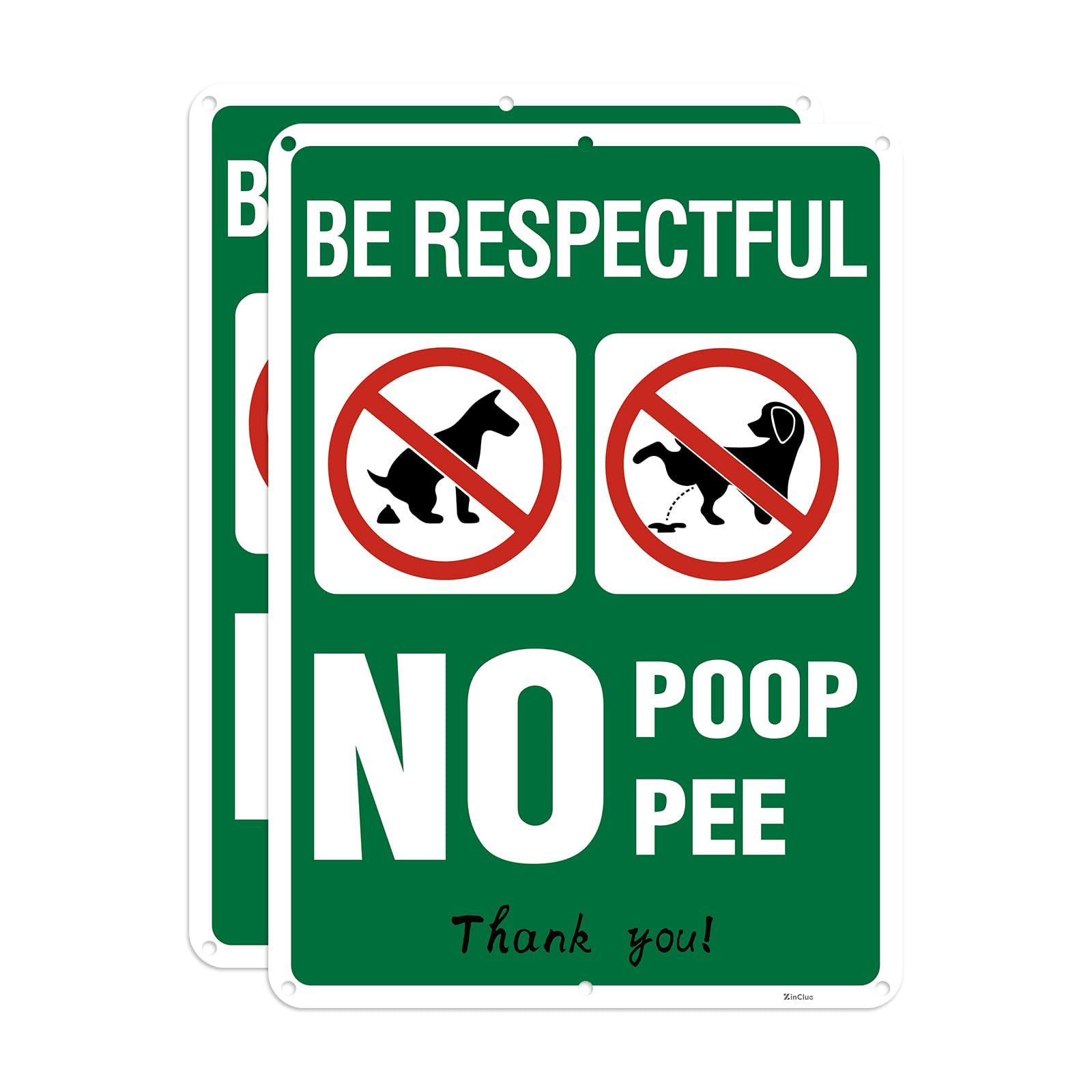 Photo 1 of 10×14 Inch No Dog Poop Pee Sign - Aluminum Weatherproof Rustproof Reflective Dog Signs No Pooping and Peeing for Yard Lawn | Optional Mounting Stakes & Hardware Kit Bundle 2pc