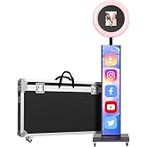 Portable Photo Booth Machine Compatible with Any Ipad,Black：Flight Case | RGB Ring Lights,Music Sync,Free Custom Logo,2 Months ChackTok VIP