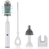 Electric Baby Bottle Brush Set, Multi-Purpose Cleaner Brushes,360°high-Speed Rotation Cleaning,1500mAh,Waterproof IPX65,Perfect Baby Bottle Brushes,White