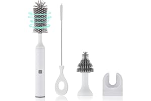 BIQIN Electric Baby Bottle Brush Set, Multi-Purpose Cleaner Brushes,360°high-Speed Rotation Cleaning,1500mAh,Waterproof IPX65,Perfect Baby Bottle Brushes,White