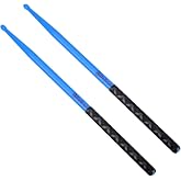5A Nylon Drumsticks for Drum Set ANTI-SLIP Handles Drum Sticks | Light Durable Plastic Exercise Drum Stick for Adults Musical Instrument Percussion Accessories Blue