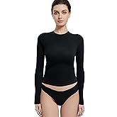 Abonlen Long Sleeve Shirts for Women Crewneck Basic Tees T Shirts Fitted Crop Tops Y2k Going Out Tops