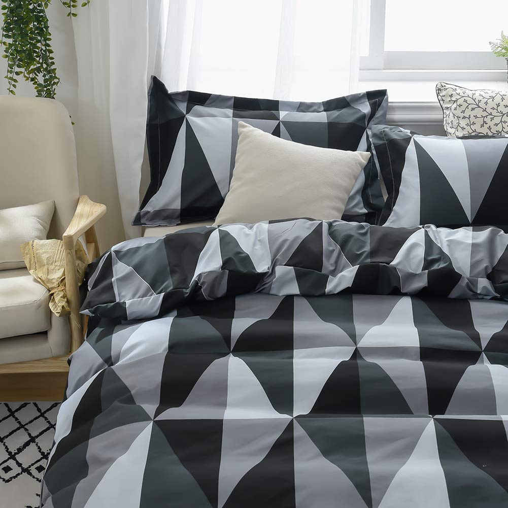 MH MYLUNE HOME Duvet Cover 3 Pieces Set - Ultra Soft Double Brushed Printed Microfiber Comforter Cover with 2 Pillow Case
