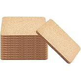 Vensovo 12 Pack Square Cork Coasters for Drinks and Crafts – 4"x4" Absorbent Blank Wooden Coaster Set for Home, Office, Kitchen, Bar, or Café