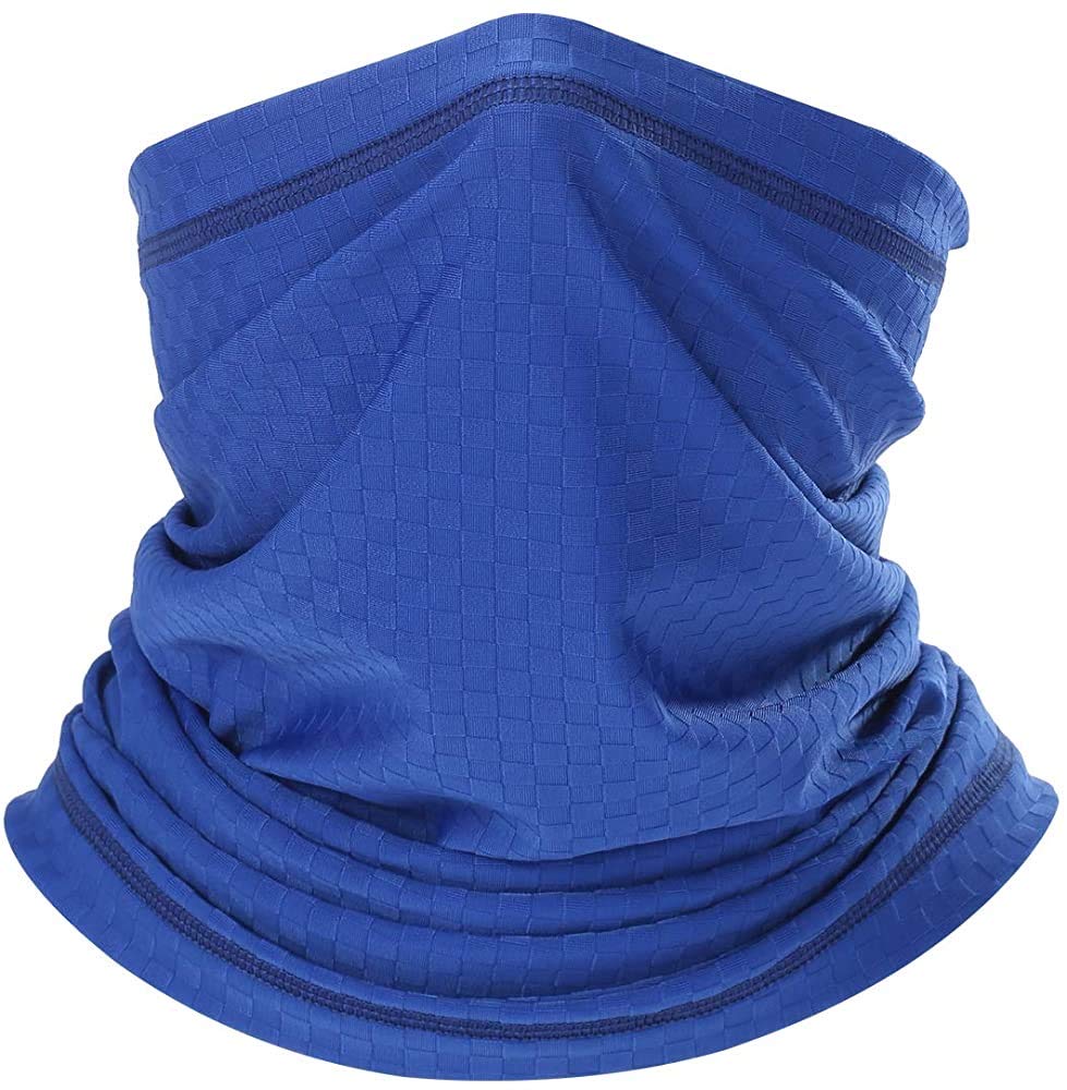 INFINOVE Face Mask Cycling Mask Plaid Stretchy Half Balaclava Bandana Cool Outdoor Face Shield Soft Face Veil Breathable Mouth Covering Anti-Dust Mouth Scarf Mask Headwear Neck UV Protection(Blue)