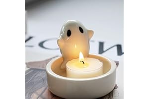 XSCQ White Ghost Candle Holder Warming Paws Cartoon Candle Holder Cute Ghost Decorations for Table Small Mini Tea Light Candle Holders Home Halloween Decor for Women