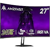 Amzfast 27 inch 240Hz Curved Gaming Monitor, FHD 1080P Monitor Gaming with Upgraded Built-in Speakers, MPRT 1ms with Fast VA Panel | 130% sRGB, 4000:1,1500R | 12 Months Warranty Exchange