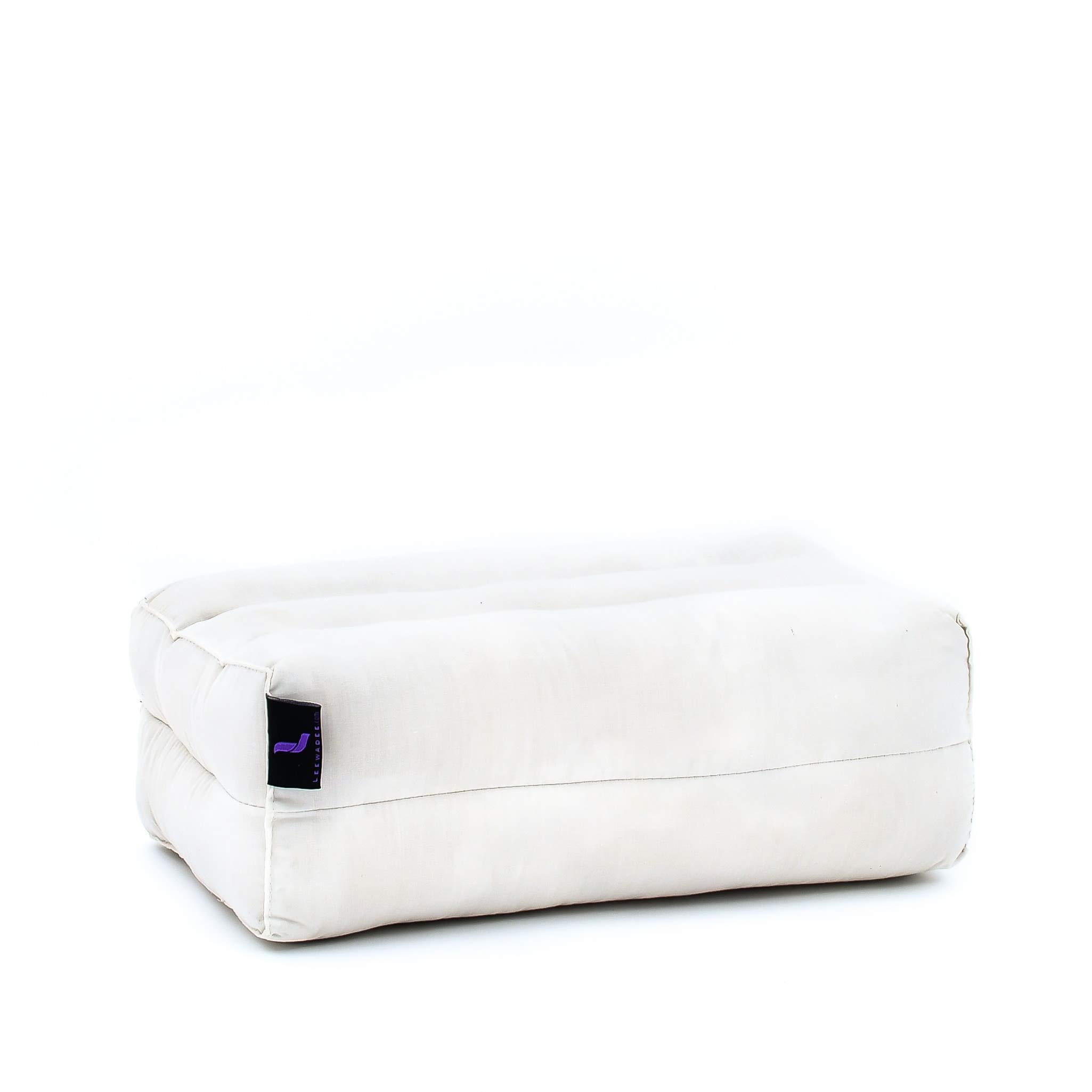 Leewadee Yoga Block – Floor Cushion for Yoga Practice, Meditation Seat Cushion for Workouts Filled with Kapok, 35 x 18 x 12 cm, Ecru