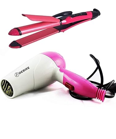 Debire high quality combos Hair styling tools 1000watt Hot Air Hair dryer and 2 in 1 Hair straightener curler for Woman