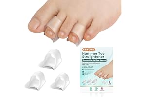 CEYOME Hammer Toe Straightener Corrector for Women & Men – 8 Pack Gel Toe Splintsf or Walking & Standing– Toe Straighteners for Correct Toes, Realign Bent, Claw, Crooked, Curled Toes – 3 Sizes (S/M/L)