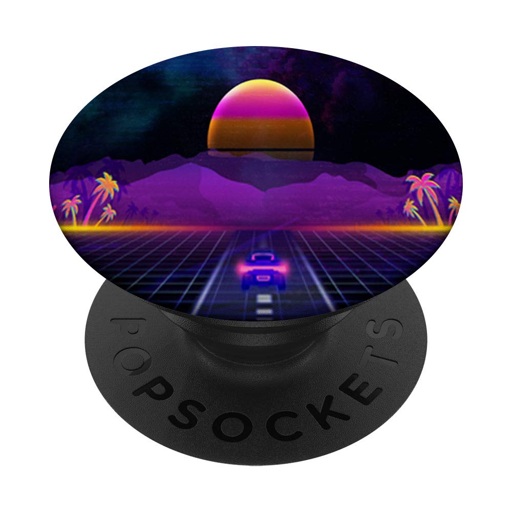 Aesthetic Retro 80s Vaporwave Outrun Style Sunset PopSockets Grip and Stand for Phones and Tablets