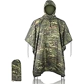 Fousam Camo Rain Poncho, Multi Use Waterproof Rain Coat