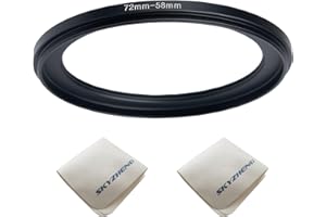 SKYZHENG 72mm lens to 58mm Camera Lens Adapter 72mm to 58mm Step Down Ring Adapter Ring for all brands of UV ND CPL, with premium lens wiping cloth 2 pack (72mm-58mm)